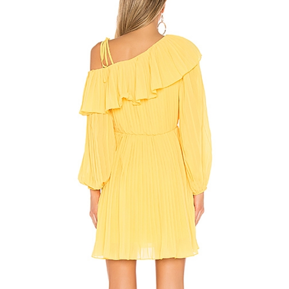 Endless Rose pleated one shoulder lemon dress NWT - Picture 2 of 3